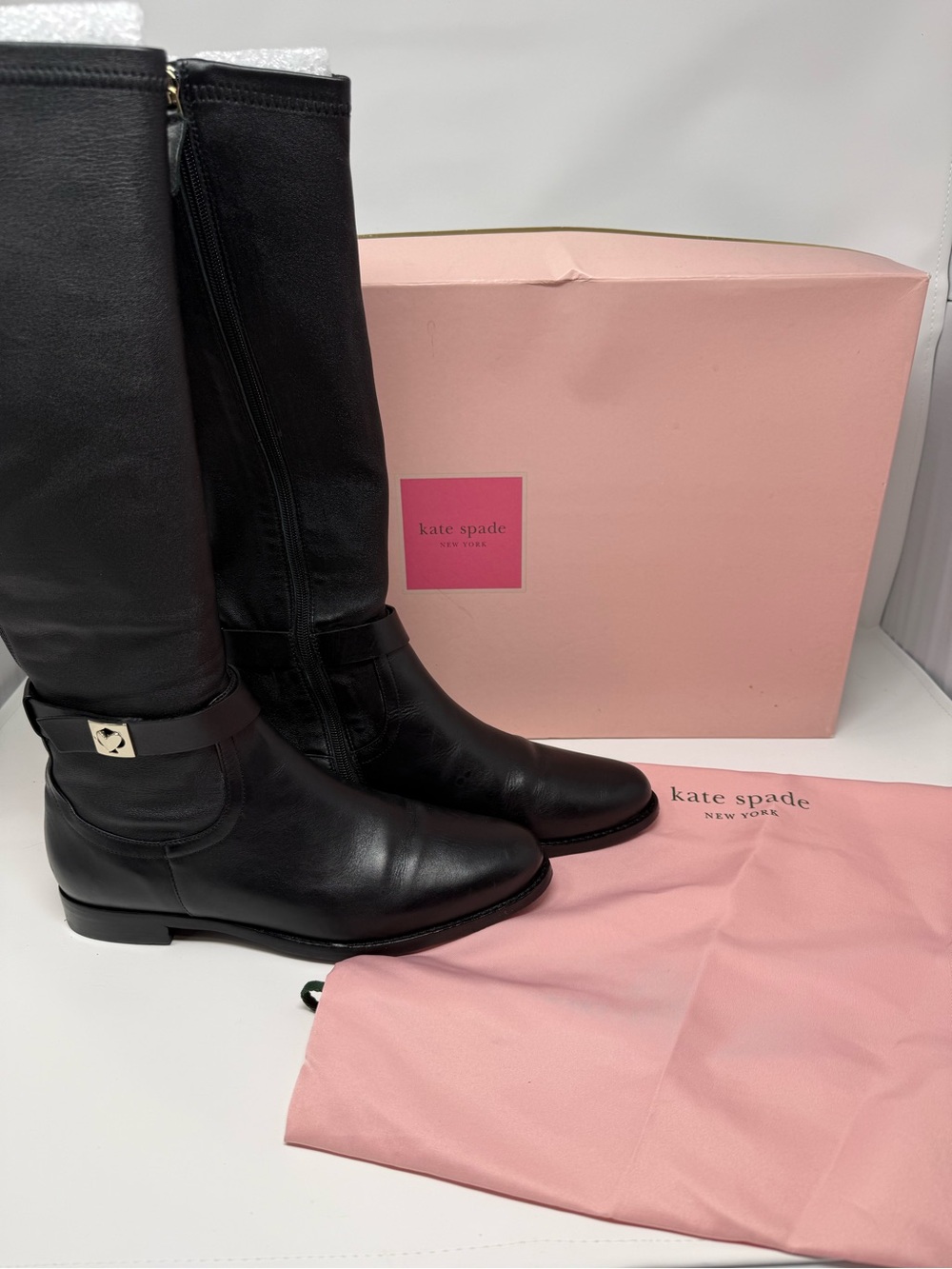 kate spade Black Leather Boots Verona in Black Nappa - Size 9